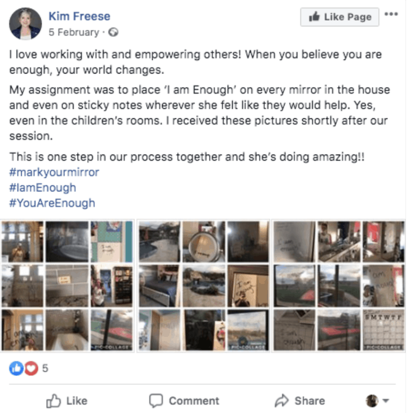 Kim Freese comments on facebook about IAE
